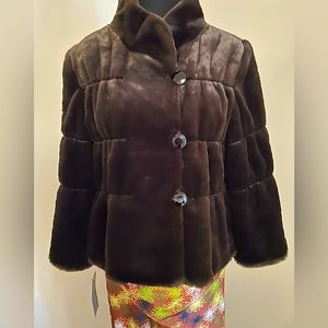 Tahari Arthur S. Levine Faux Fur Evening Coat